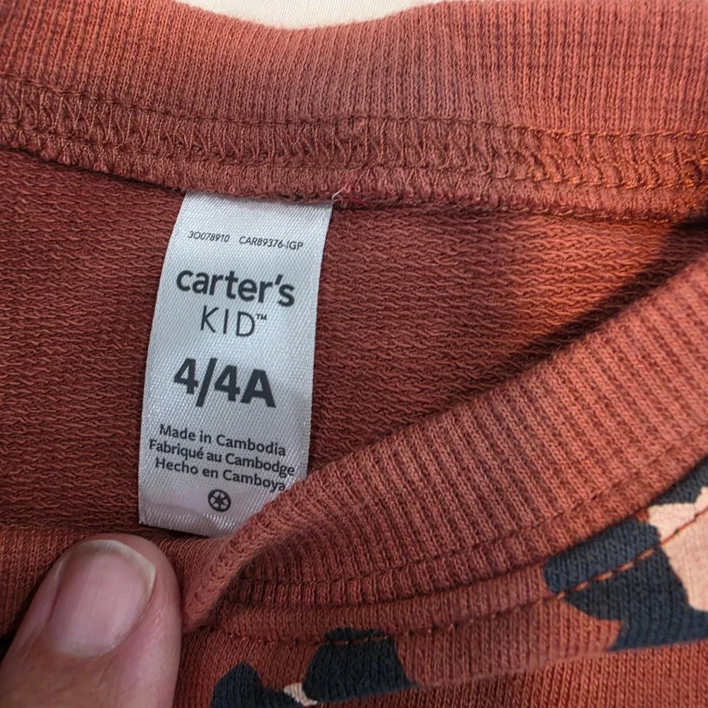 Carter's Sweatshirt Jogger Set Girls 4 Terracotta Floral NEW 2-Piece Outfit